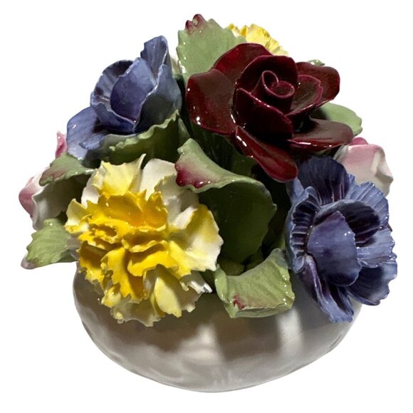 Aynsley Floral Arrangements Multicolored Hand Modelled Painted Blue Yellow Pink - Picture 1 of 9